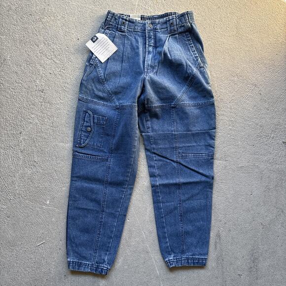 Deadstock 90s Dockers Jeans Mens 28x28 Pleated Denim Levis Cargo Tapered Vintage - Picture 1 of 12